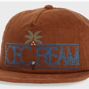 ICECREAM Breezy Snapback Baseball Cap Corduroy Pharrell Nigo Adjustable Cashew